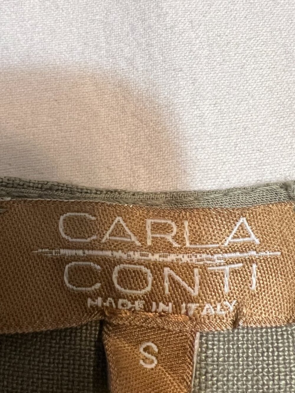 Carla Conti 100% Linen Dress Small Sage Green Lace Trim Sleeveless Italian - Picture 5 of 10